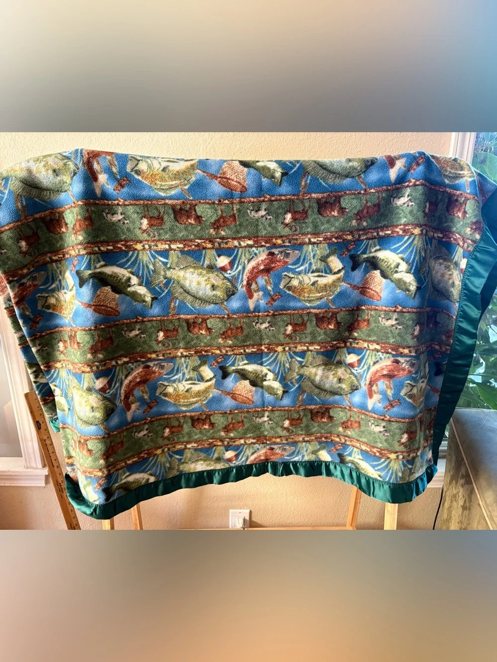 Fleece Fish & Wildlife Throw Blanket - Teal Trim